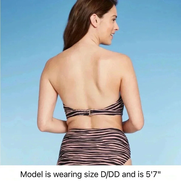 NWT- Kona Sol Molded zebra print bandeau bikini top | size D/DD - Picture 3 of 9
